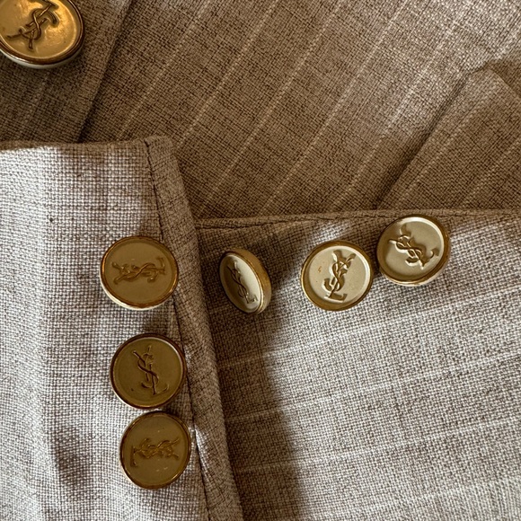Yves Saint Laurent vintage pinstripe suit / jacket & pants. YSL buttons - Picture 2 of 15